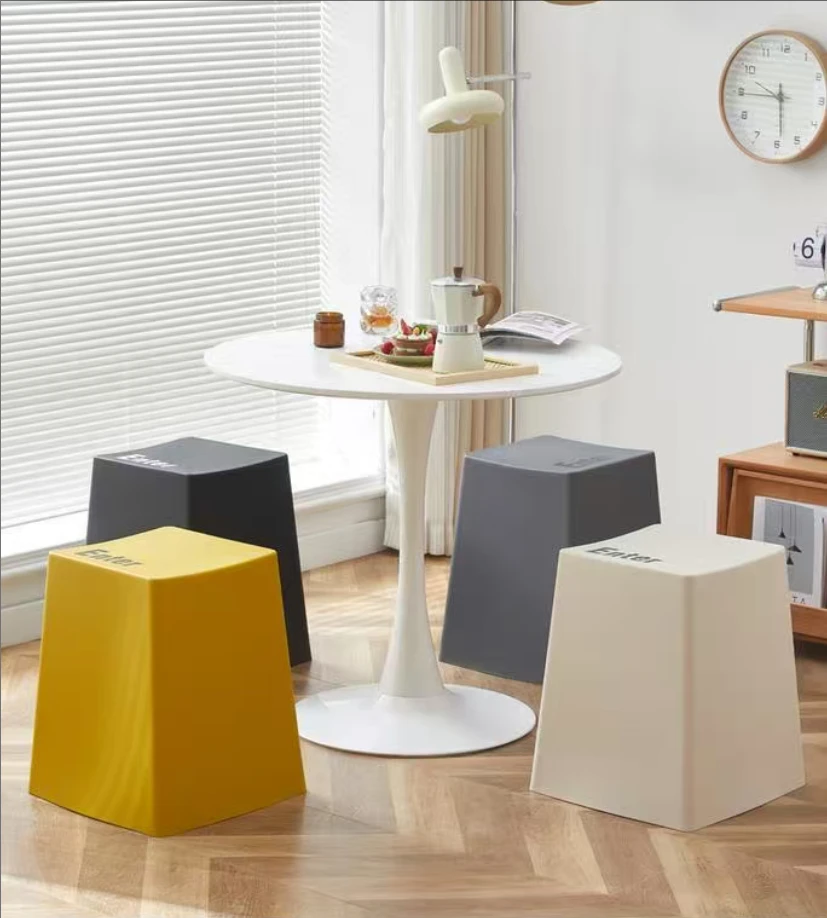 键盘凳塑料凳子彩色加厚创意简约客厅餐桌吃饭休闲凳极简凳家用A