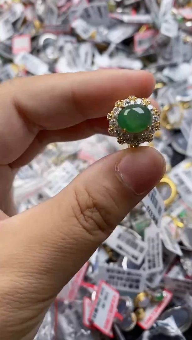 翡翠戒指银S925镶嵌6666      5