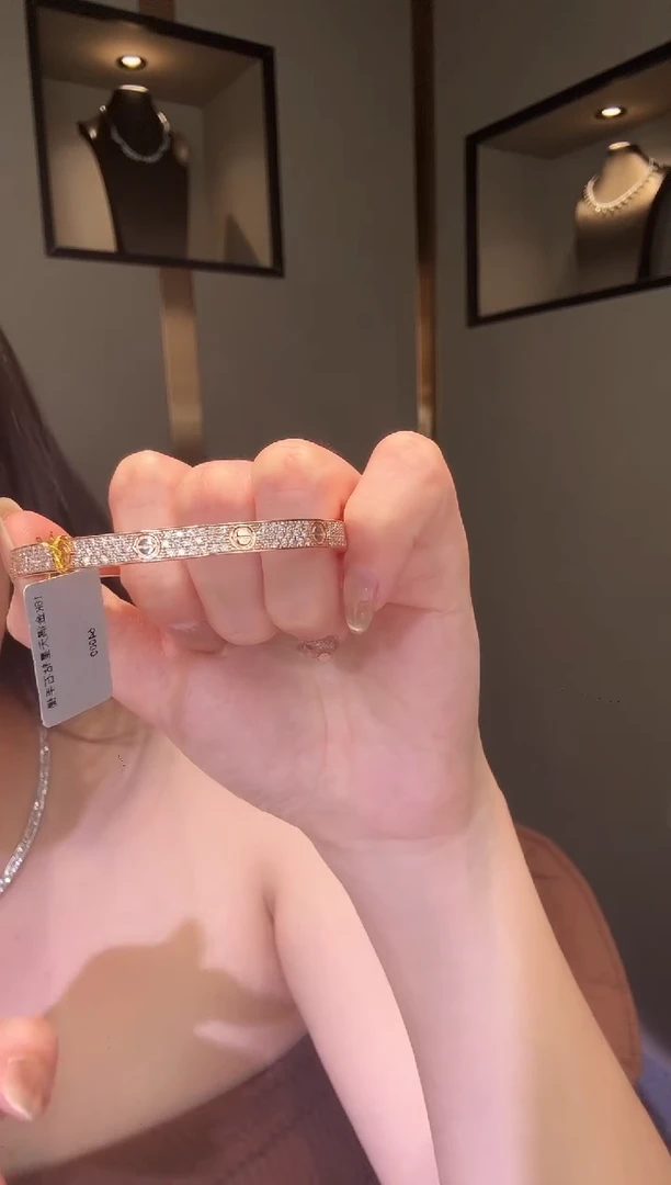 18K金镶嵌手镯钻石满天星手镯-17圈口