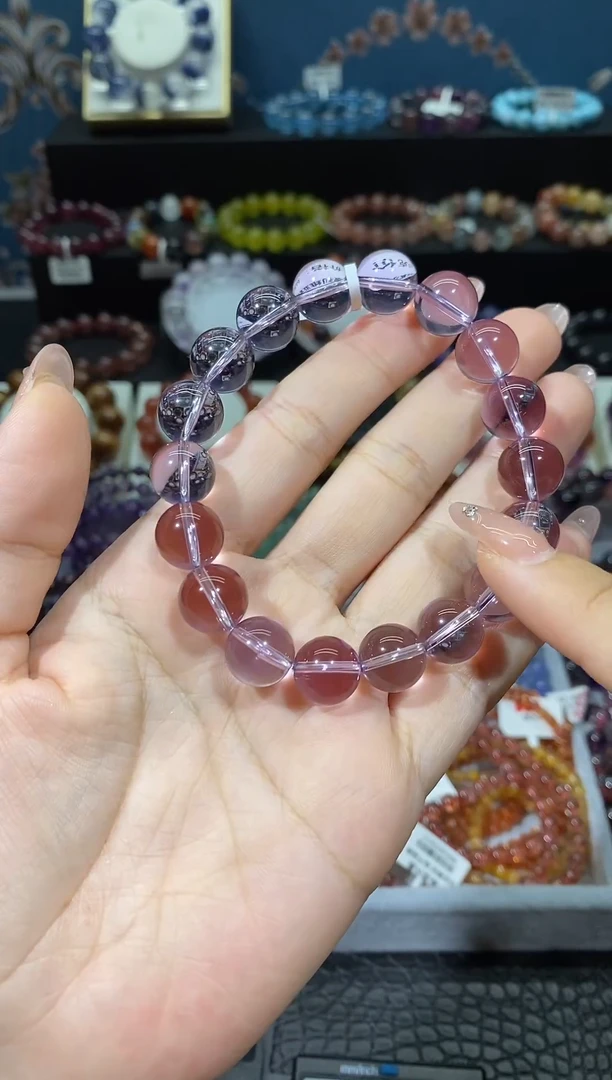 水晶手串未镶嵌玻璃威亚紫水晶11+