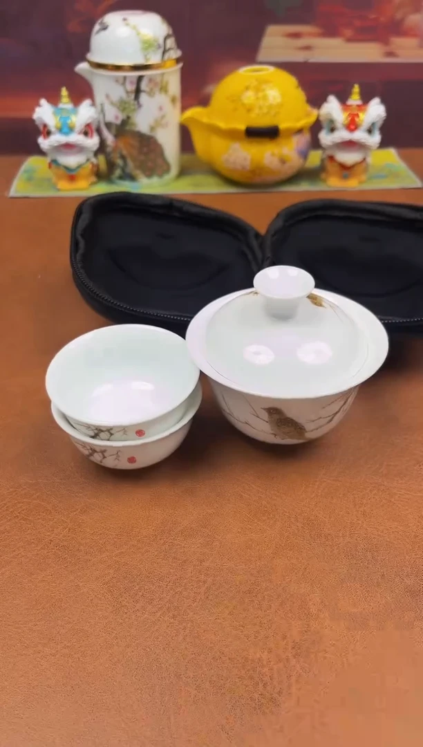 陶瓷茶具摆件旅行套组