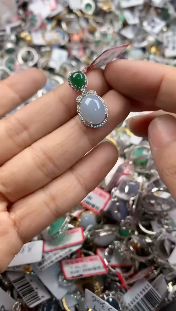 银S925镶嵌戒指翡翠12             3