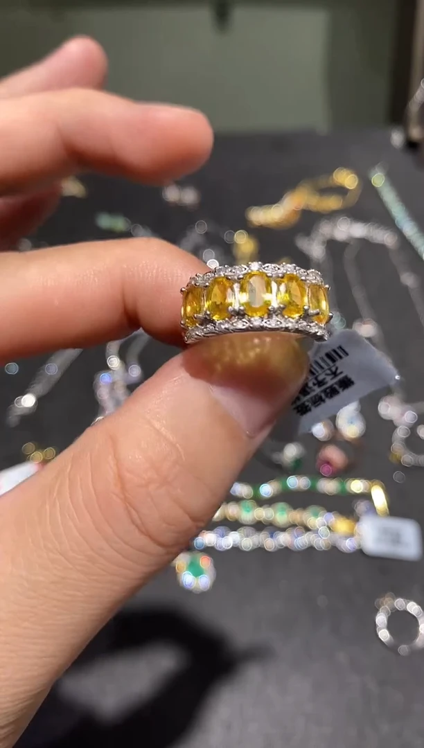 戒指蓝宝石银S925镶嵌戒指