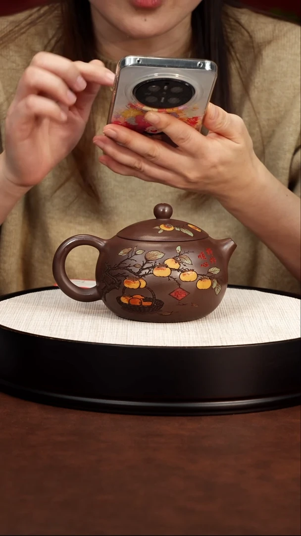 茶壶紫砂 事事如意西施壶 龙山古乌泥 梅付春