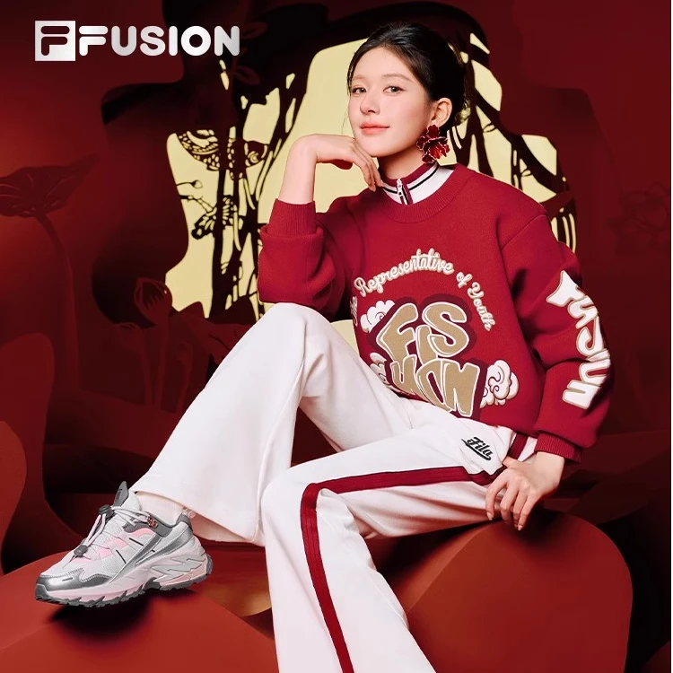 【赵露思同款】斐乐针织长裤女25新款时尚纯棉撞色休闲裤T11W512601