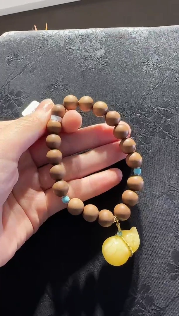 手串蜜蜡18K金镶嵌葫芦款
