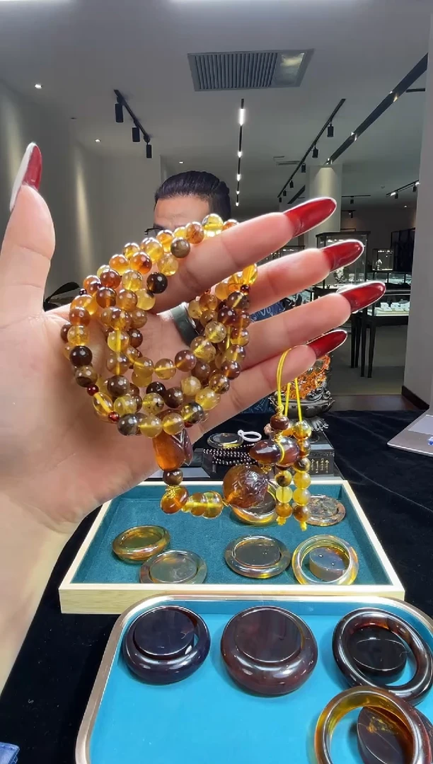 琥珀颈饰未镶嵌缅甸琥珀DIY项链