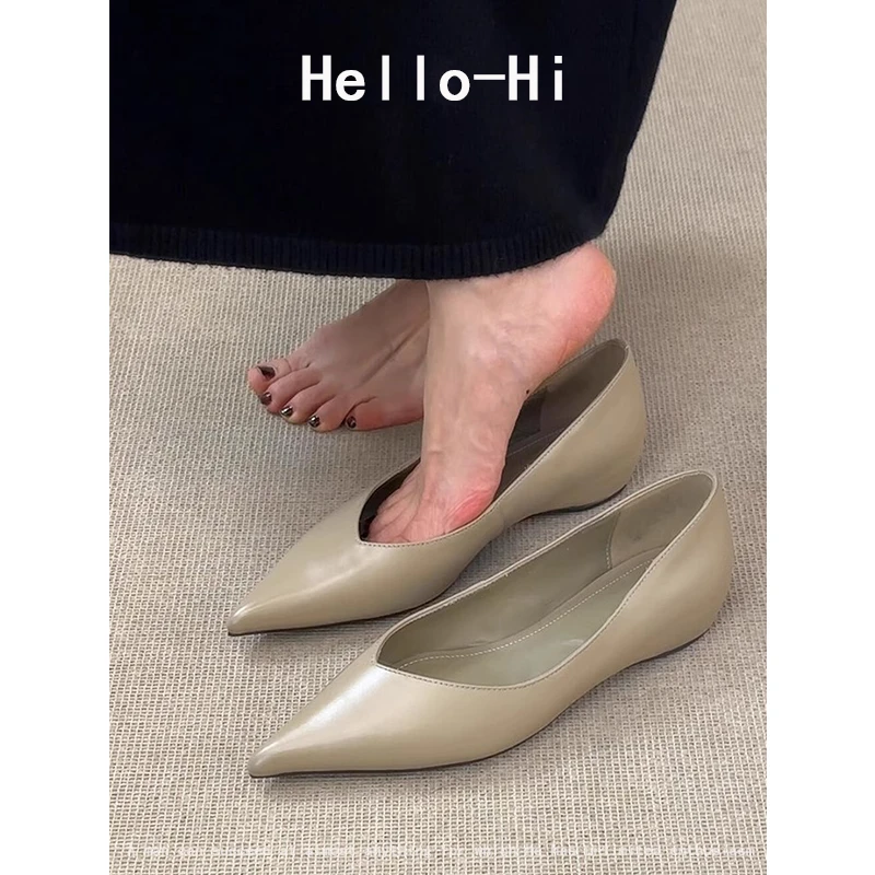 羊皮版~法式极简风平底鞋女一脚蹬气质单鞋通勤浅口百搭软皮时尚