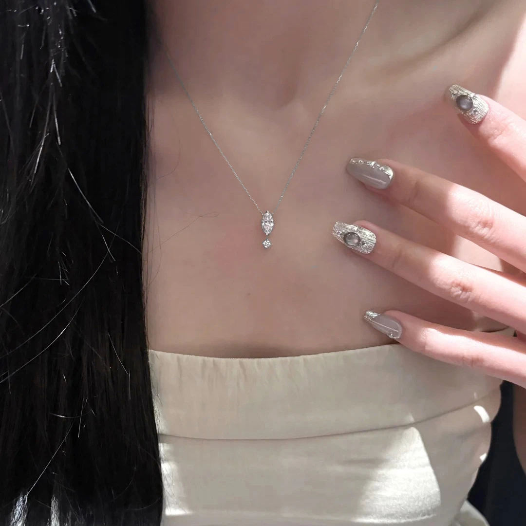 柯柒 钛钢项链 极简水滴马眼项链轻奢时尚气质小众设计感锁骨链