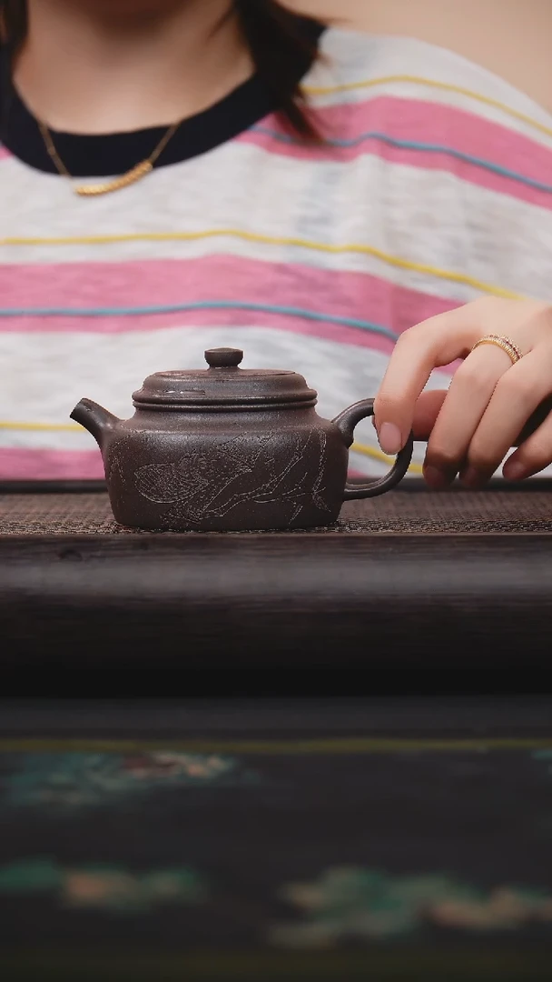 茶壶紫砂老天青 德钟