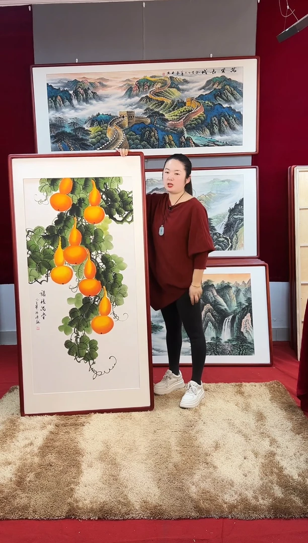 国画手绘葫芦163*83尺寸