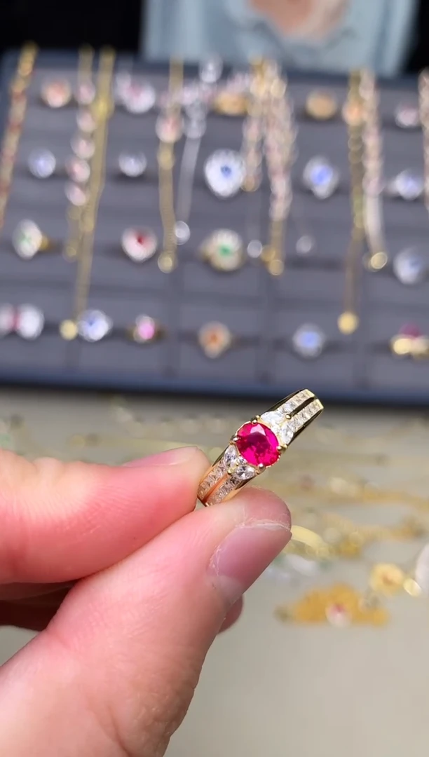 银S925镶嵌戒指红宝石戒指