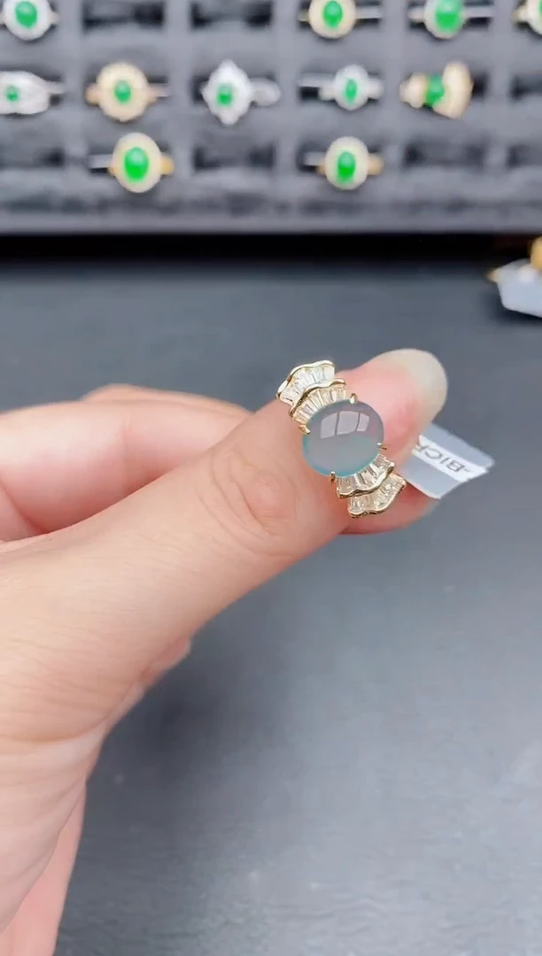 银S925镶嵌戒指翡翠天然a货翡翠44