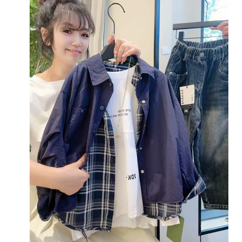 男童秋季双面穿上衣新款假两件中大童春秋休闲外套MT68060