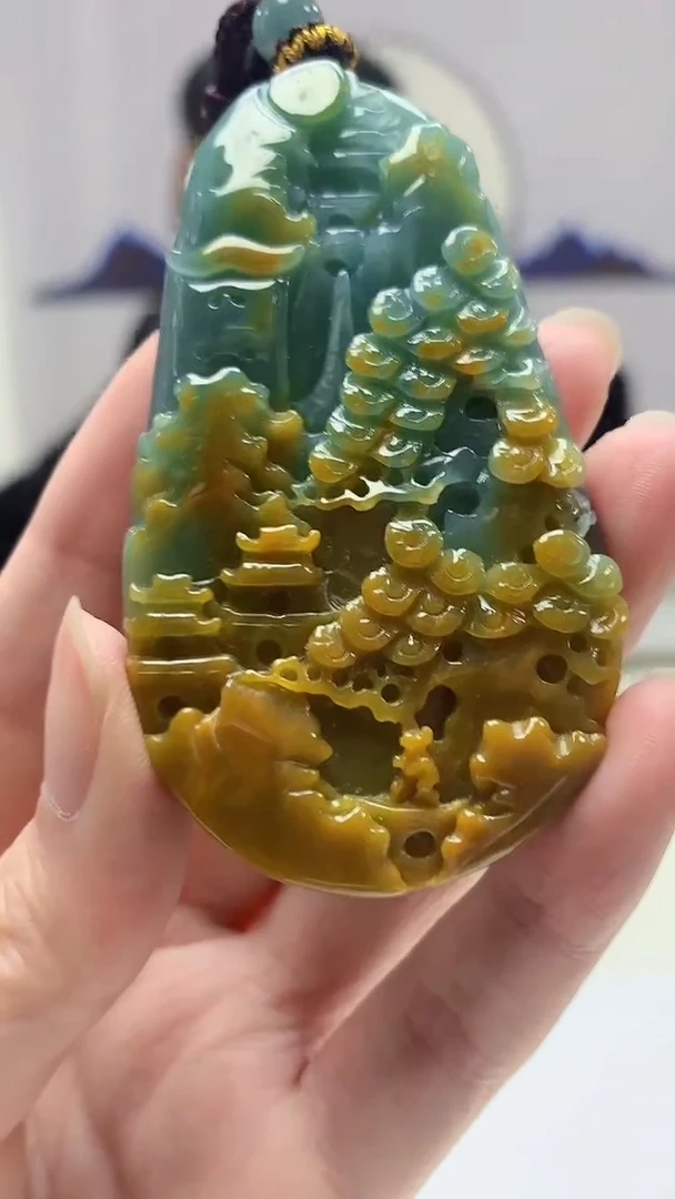 【闪购商品】定制翡翠未镶嵌4969zm-毛货挂件137山水