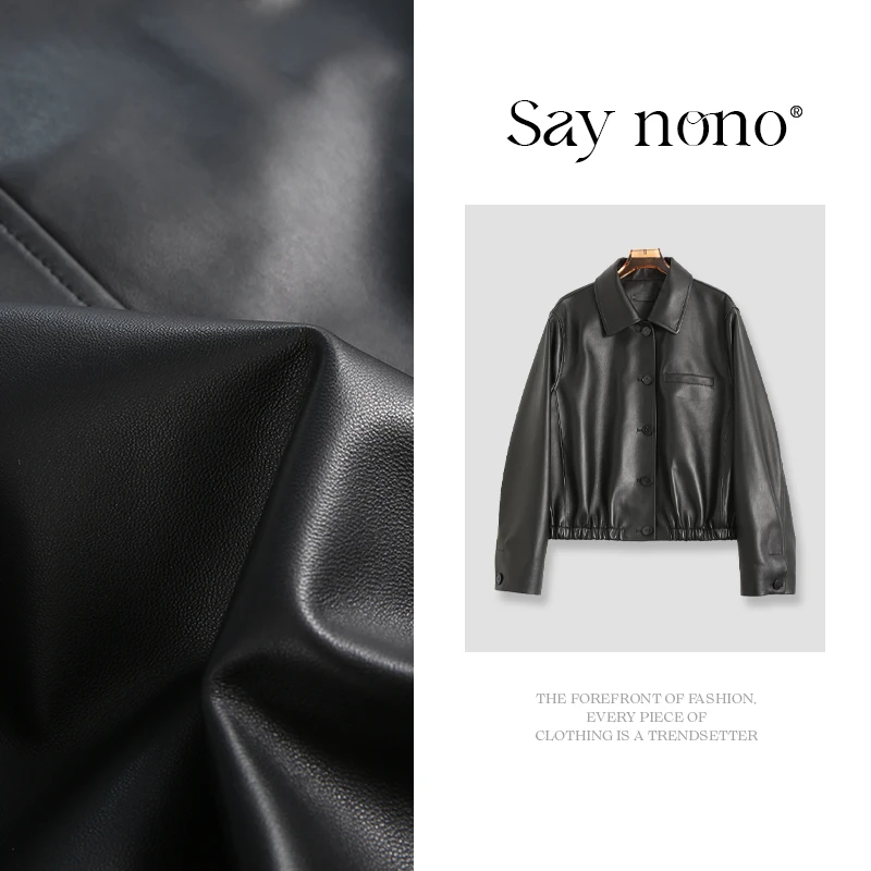 懒猫nono│Saynono 慵懒感廓形真皮羊皮衣外套/HYH2503