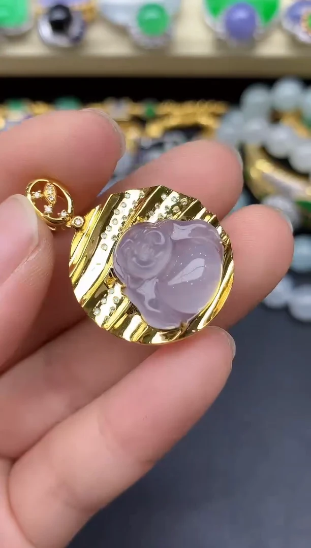 颈饰18K金镶嵌翡翠207-雪姐翡翠天天见