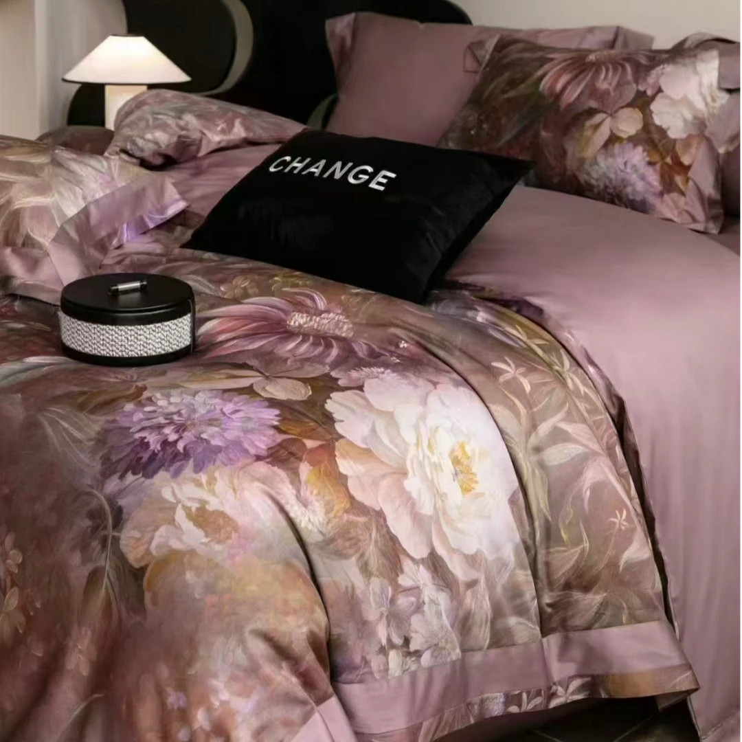 高端全棉数码印花100s四件套 德弗纳-紫  标准/加大