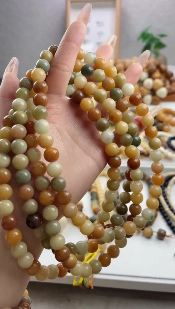 【闪购商品】菩提根/象牙果手串干磨小彩豆圆珠10双圈随机瑕疵不补