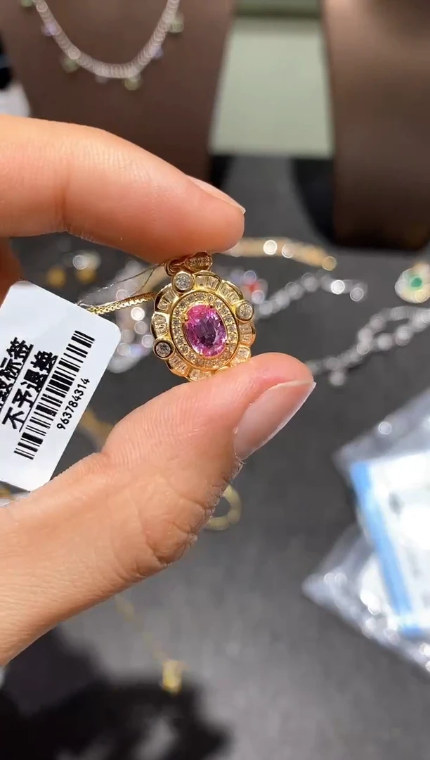 颈饰蓝宝石银S925镶嵌吊坠