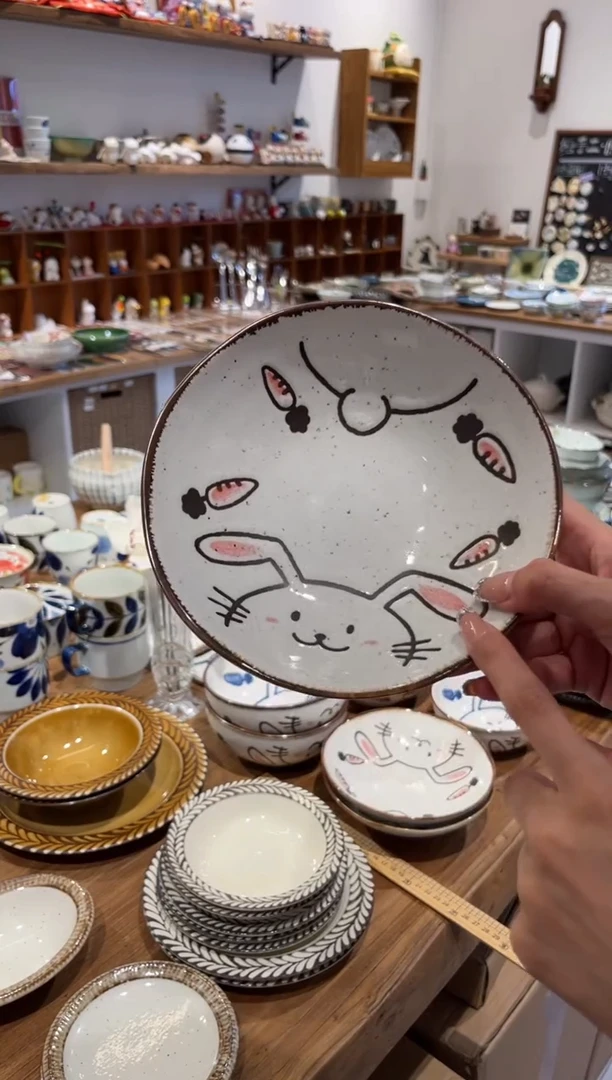 瓷片福利粉色兔兔深盘