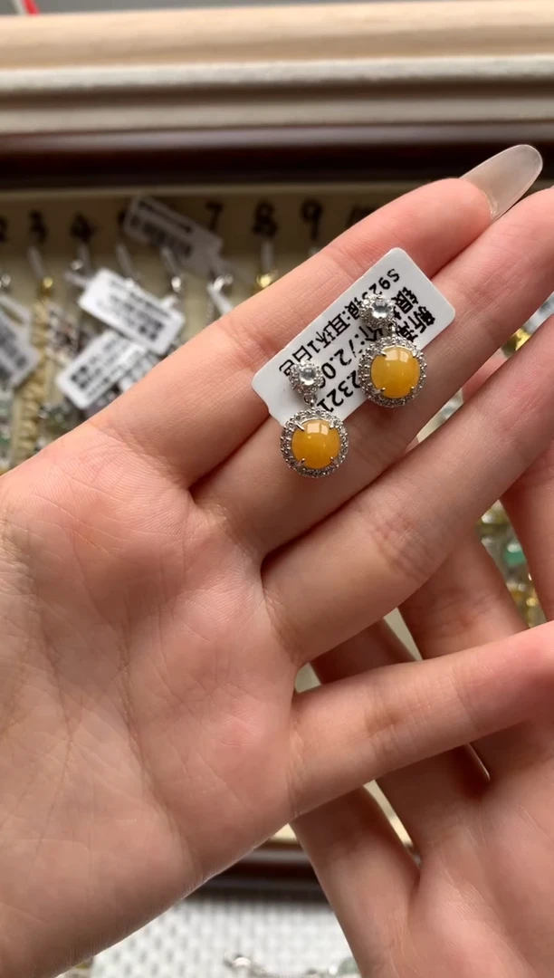 银S925镶嵌戒指翡翠耳饰23