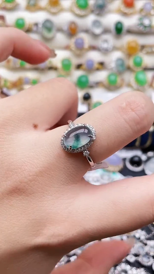 银S925镶嵌戒指翡翠166