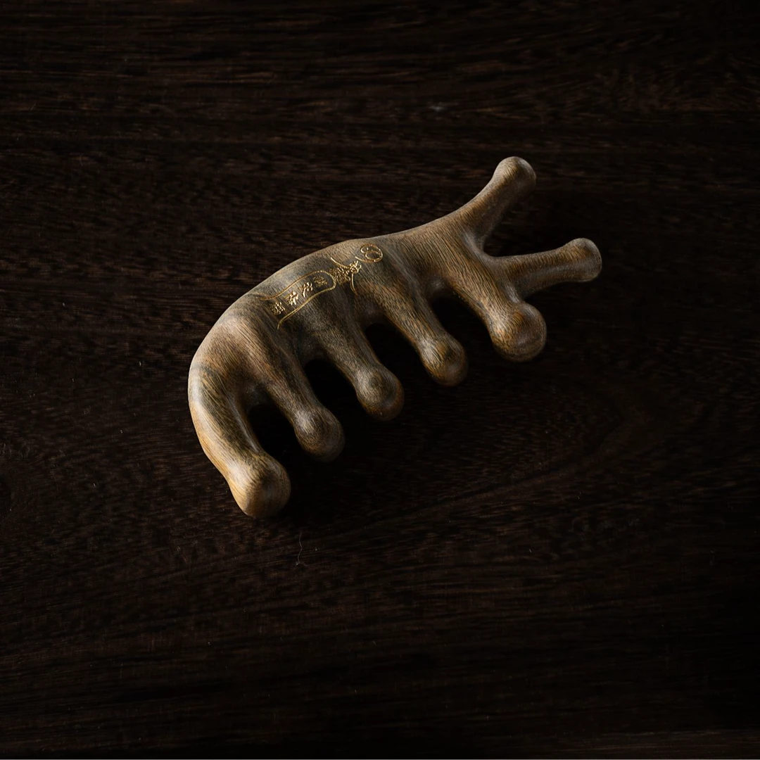 消灾降福｜道之树匠心手作绿檀木五齿按摩梳