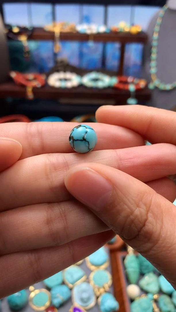 未镶嵌绿松石挂件高瓷网花单珠