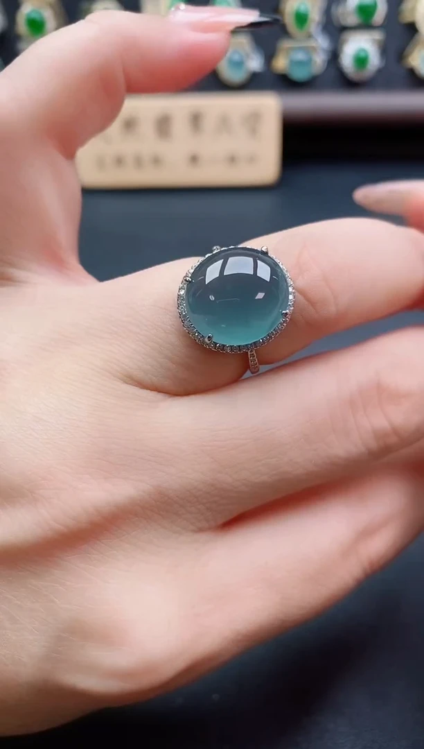 银S925镶嵌戒指翡翠1