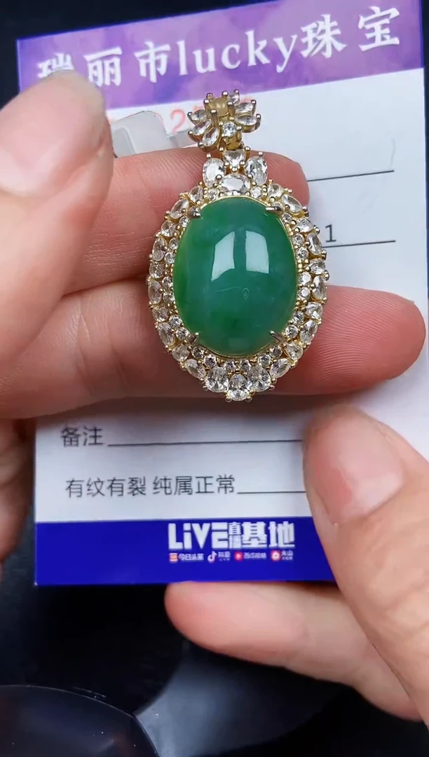 翡翠银S925镶嵌颈饰2582