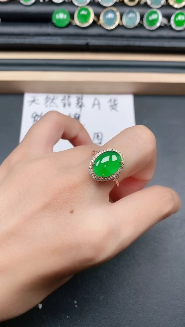 翡翠戒指银S925镶嵌1111