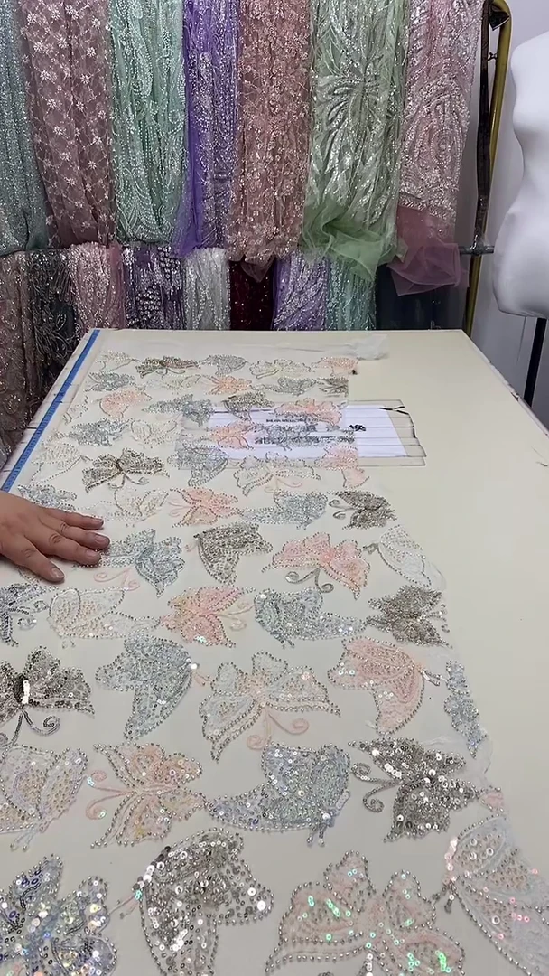 网纱604号，珠绣布料