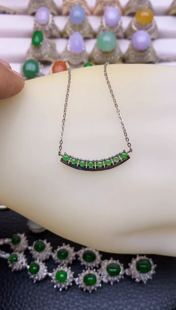 颈饰银S925镶嵌翡翠2355