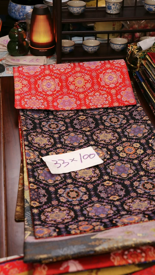 【天青宝相花紫红双面】中国风干泡织锦茶席33*100