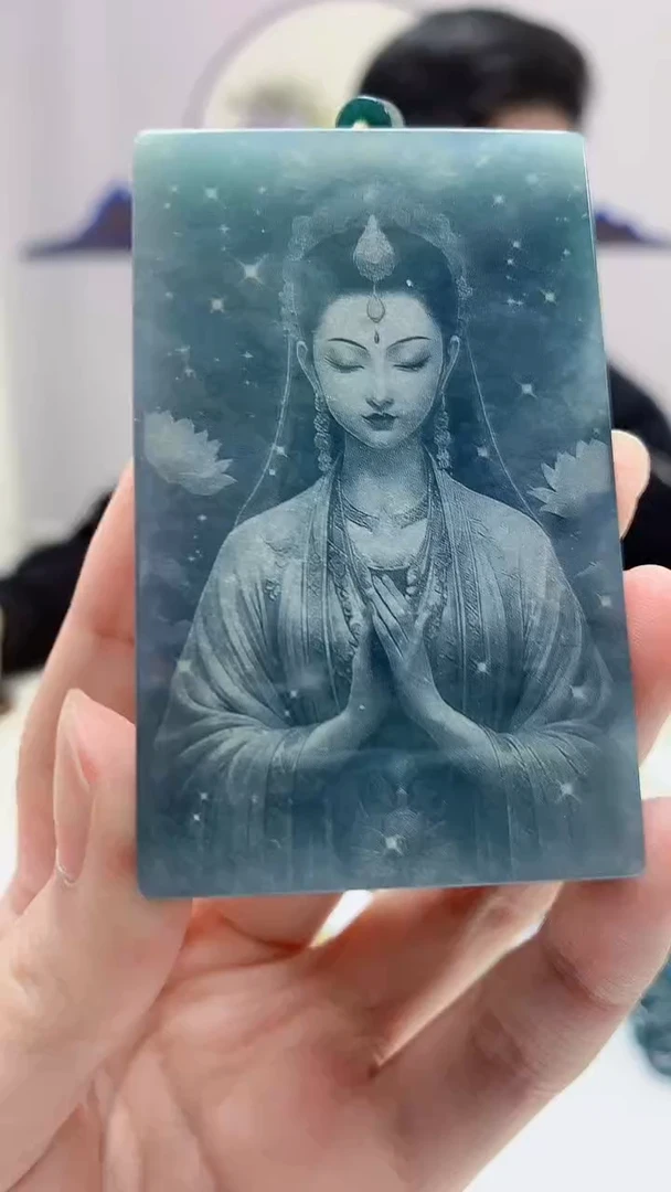 【闪购商品】定制翡翠未镶嵌4917zm-毛货挂件140观音