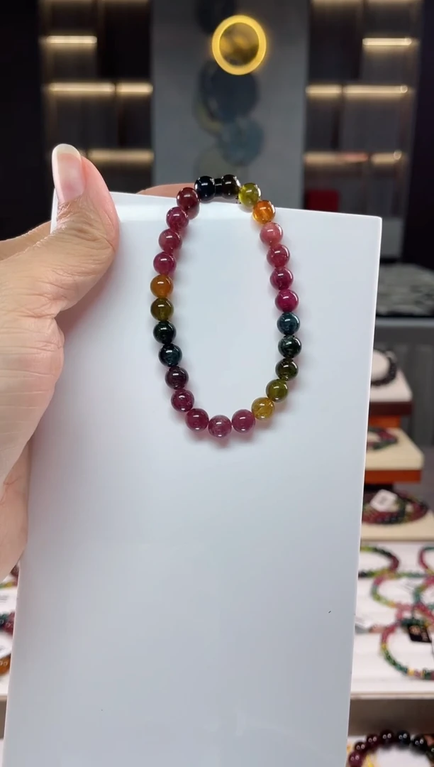 未镶嵌老矿碧玺单圈手串7mm+碧玺（多样性发一条）Q