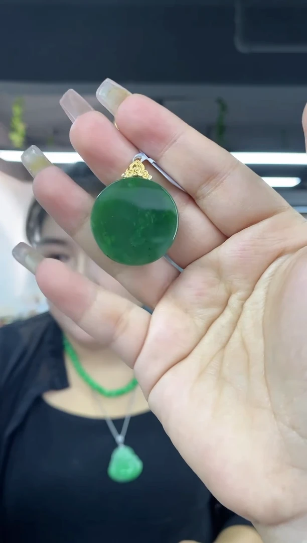 和田玉银S925镶嵌吊坠(不含链)多样性发其一颜色微差