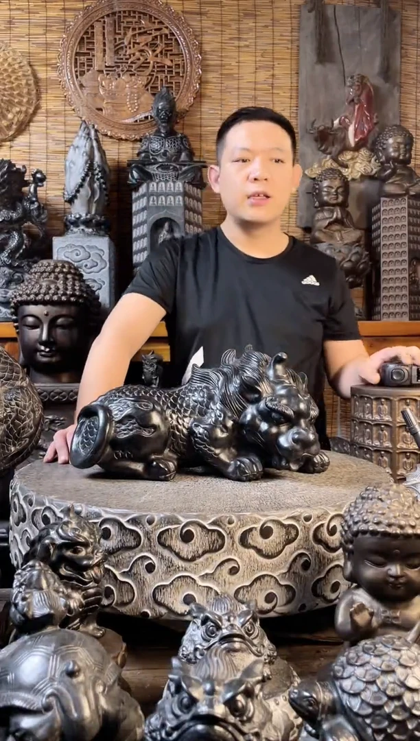 有机玻璃40貔貅天然青石雕刻
