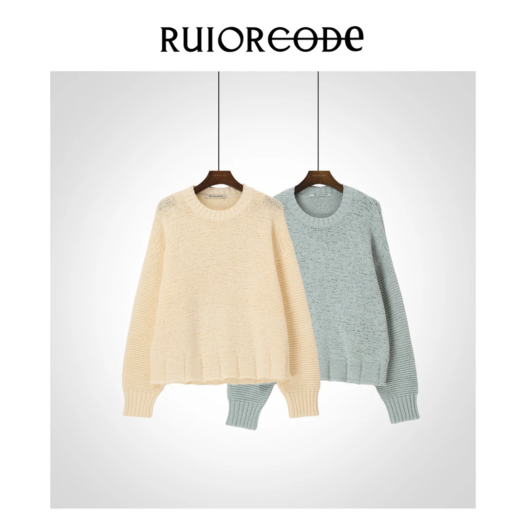 【RUIORCODE】圆领螺纹袖口棉针织线衣   理性消费