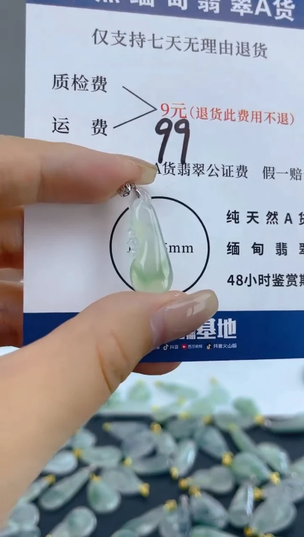 颈饰18K金镶嵌翡翠天然A货翡翠  99