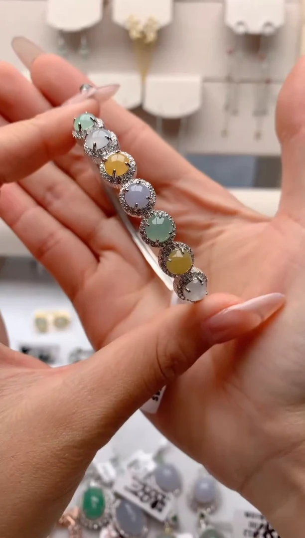 【闪购商品】翡翠手镯银S925镶嵌3号