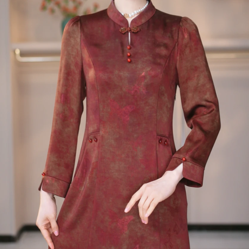 【视频直播专享】桑蚕丝裙子女夏季2025新款连衣裙真丝国风中式显瘦