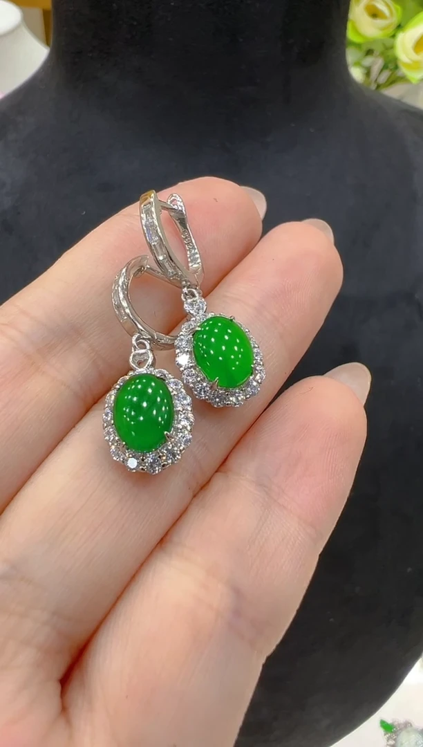 银S925镶嵌翡翠耳饰多样性团购发一件