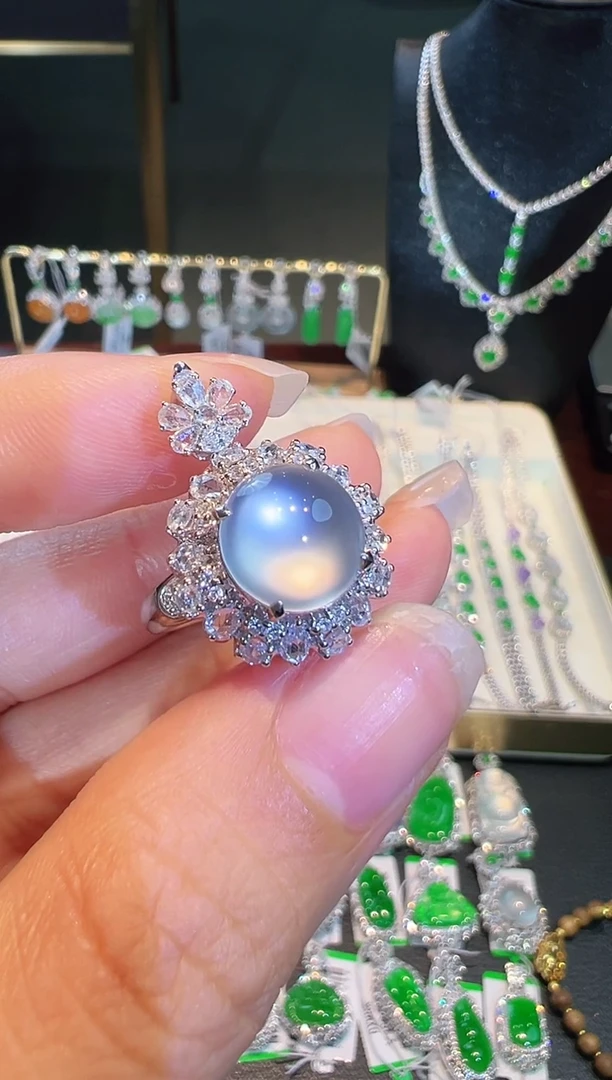 翡翠戒指18K金镶嵌晴*两用款