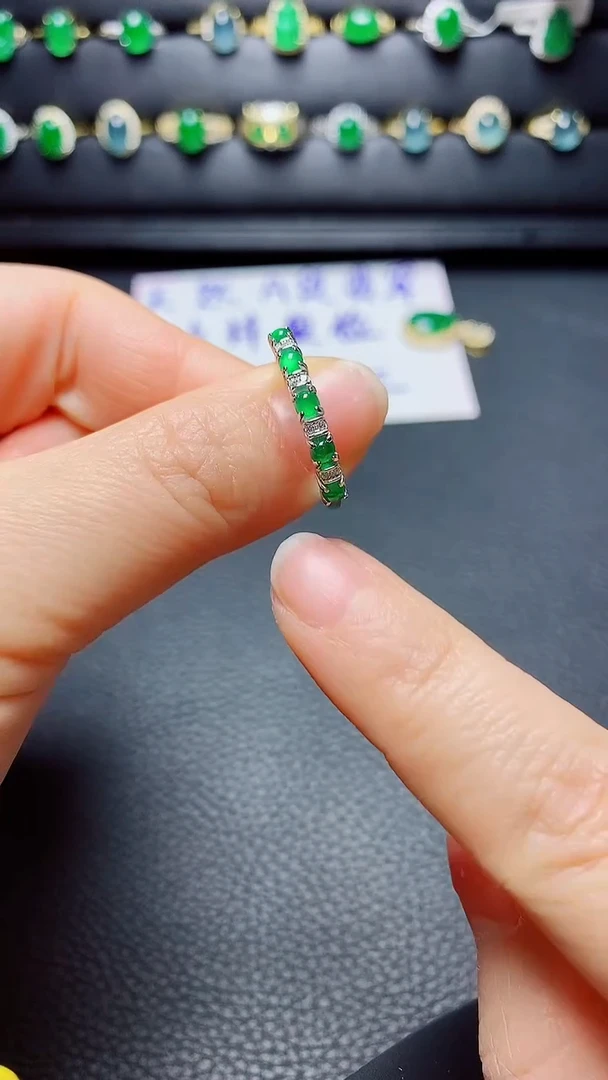 银S925镶嵌戒指翡翠天然翡翠A货s925银镶