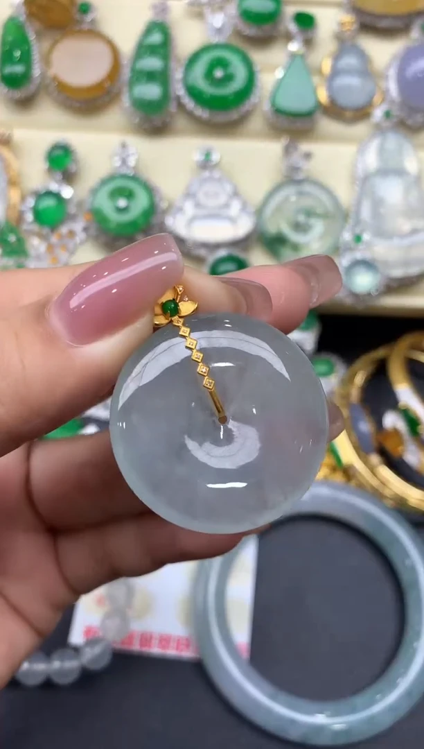 颈饰18K金镶嵌翡翠191-中国好珍宝