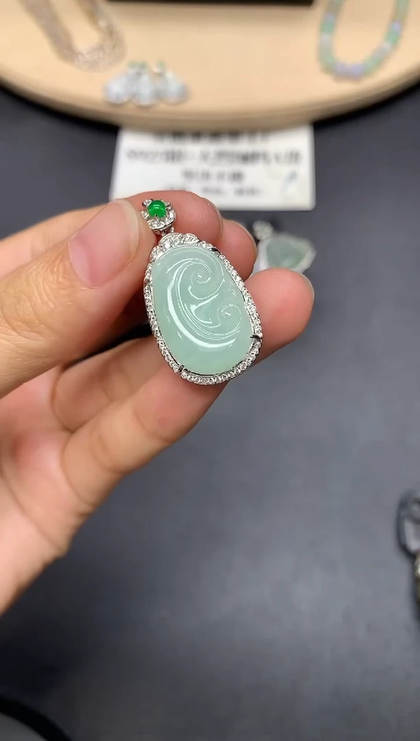 翡翠银S925镶嵌吊坠(不含链)如意【多样性发其一】