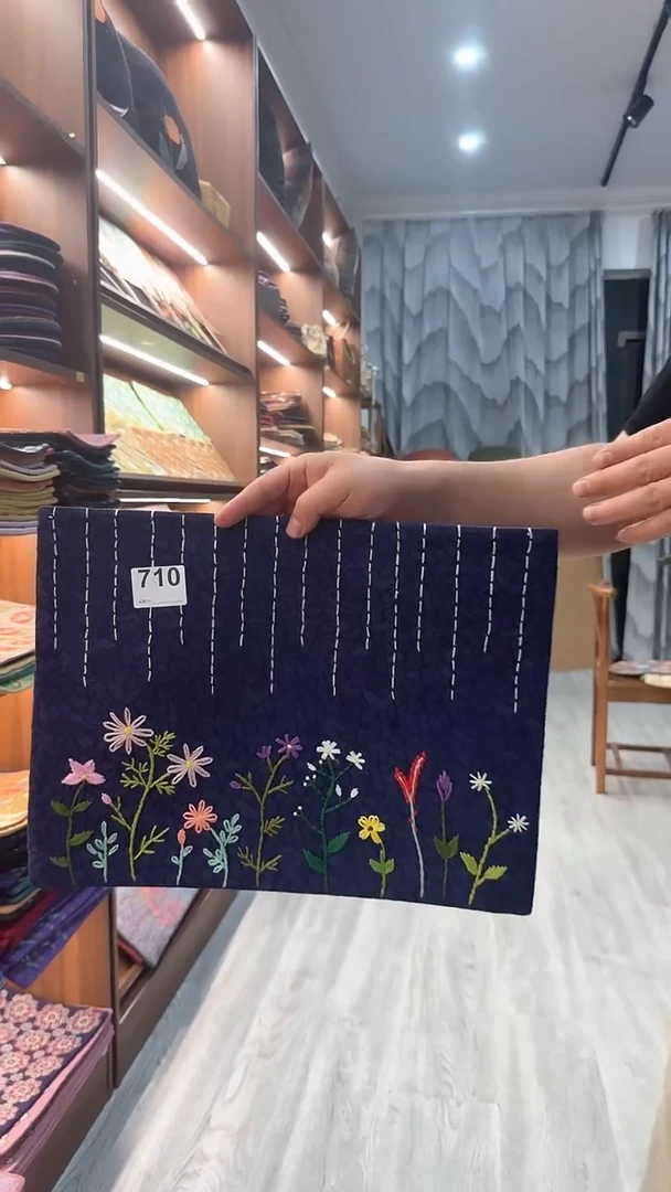 纯手工刺绣茶席春雨润万物茶席