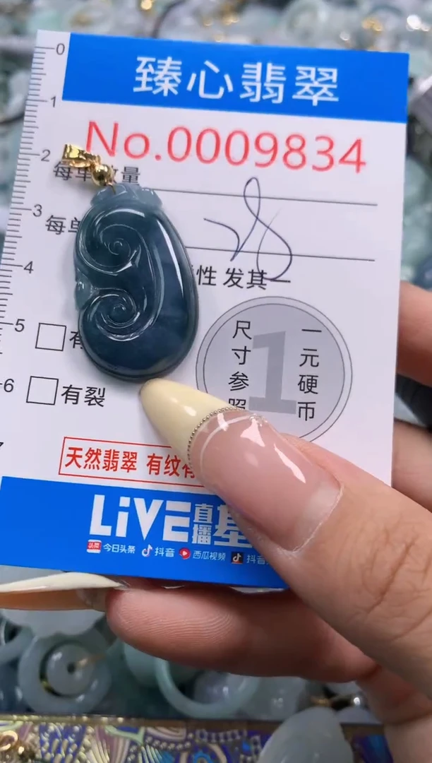 翡翠未镶嵌颈饰含绳0009834